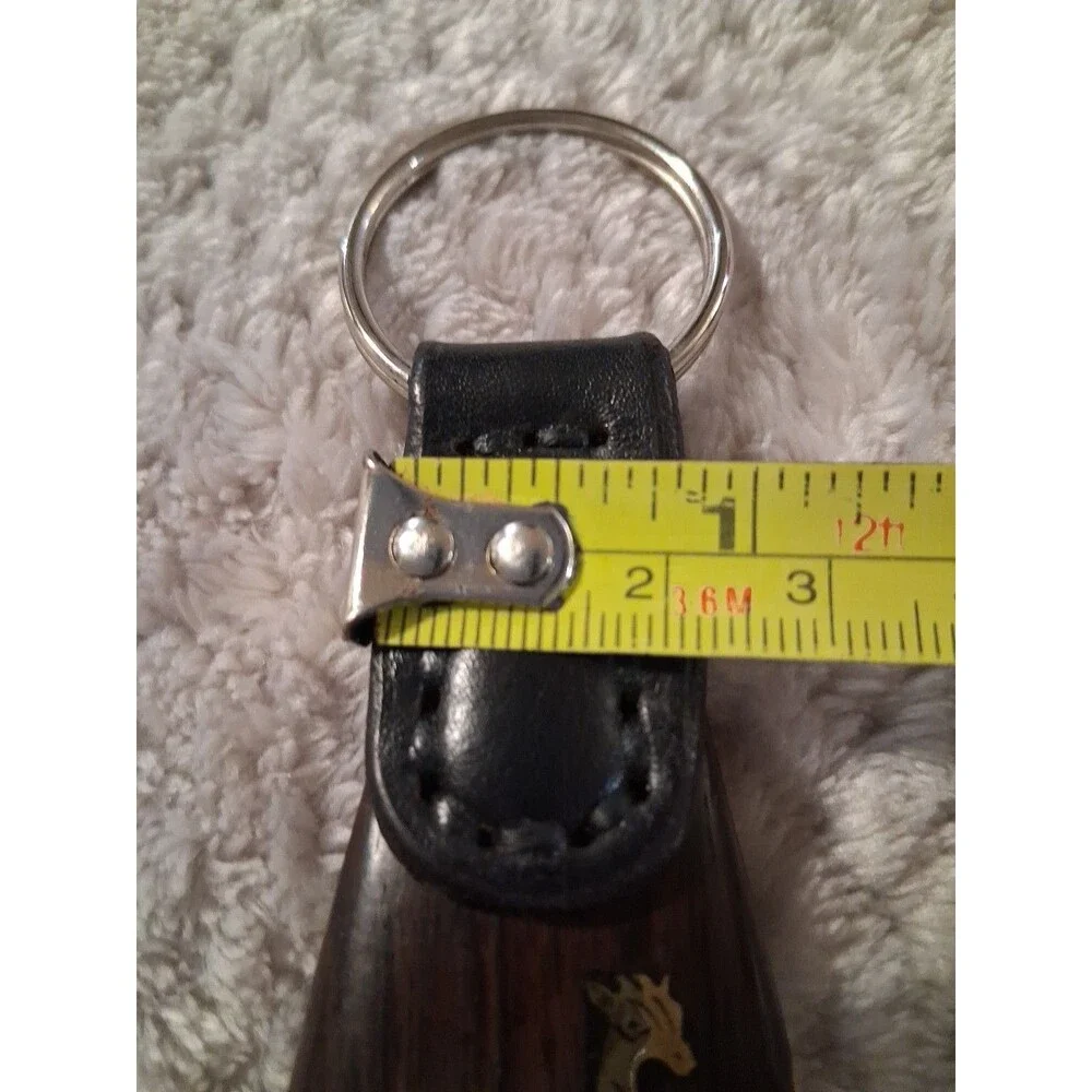 JB ART CRAFT Carved African Blackwood Brass Giraffe Inlay Keyring Gift Present